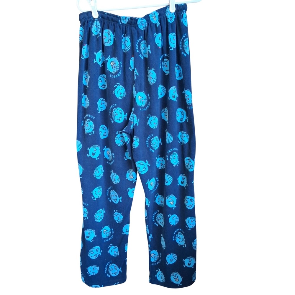 Roger Hargreaves Mens Mr. Men Little Miss Mr. Perfect Blue Sleep Pants Large EUC